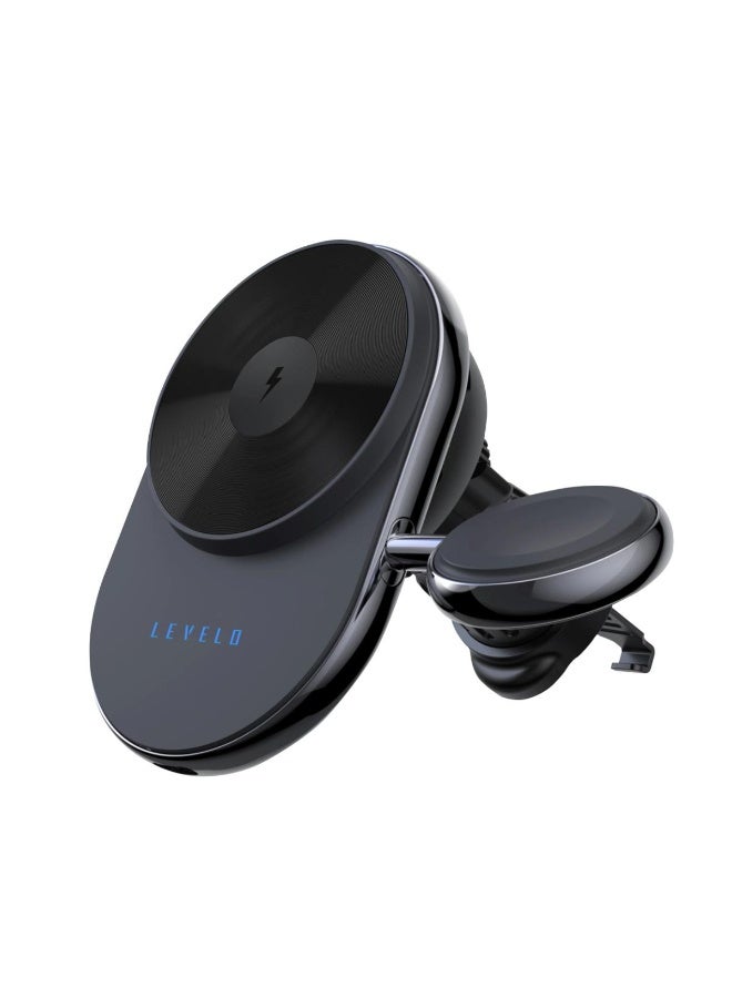 ليفيلو شاحن سيارة لاسلكي مغناطيسي 2 في 1 من ليفيلو سيينا مع شاحن ساعة أبل قابل للفصل. - Image 1